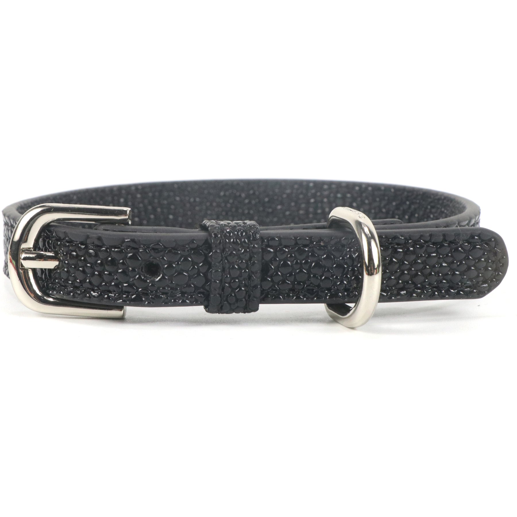 Pistachio Brands Vegan Faux Leather Dog Collar, Black Caviar, Large