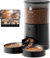 IMIPAW Dual Power Supply & Pet Food Desiccant Bags 2.4G WiFi Automatic Cat & Dog Feeder, 4-L