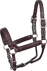 Perri's Leather Buckstitch Leather Horse Halter, Havana/Black, Horse