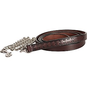 Perri's Leather Buckstitch with Chain Horse Lead, 7-ft, Havana/Black