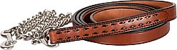 Perri's Leather Buckstitch with Chain Horse Lead, 7-ft, Chestnut/Black