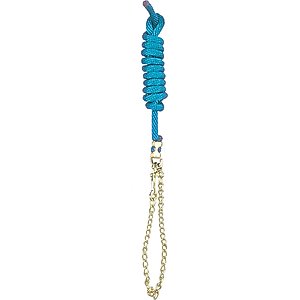 Perri's Leather Nylon with Chain Horse Lead, 8-ft, Turquoise