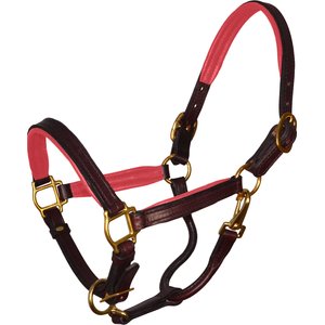 Perri's Leather Padded Horse Halter, Pony, Havana/Pink