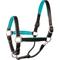 Show in main carousel: Perri's Leather Padded Horse Halter, Pony, Black/Turquoise slide 1 of 2