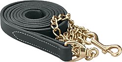 Perri's Leather Leather Solid Brass Chain Horse Lead, 7-ft, Black