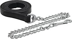 Perri's Leather Leather Silver Chain Horse Lead, Black, 6-ft