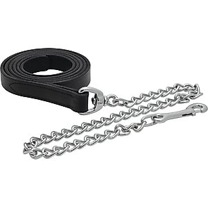 Perri's Leather Leather Silver Chain Horse Lead, Black, 6-ft