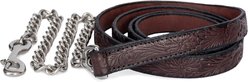 Perri's Leather Floral Embossed Leather with Chain Horse Lead, Havana, 6-ft