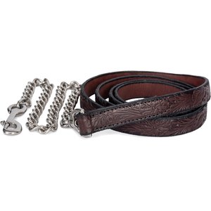 Perri's Leather Floral Embossed Leather with Chain Horse Lead, Havana, 6-ft