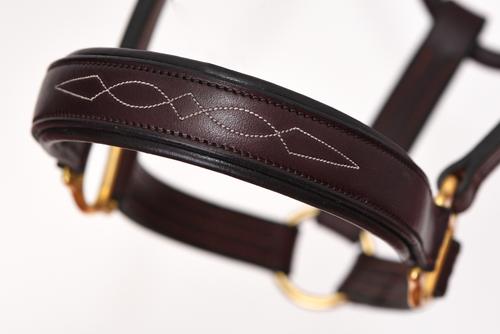 Show full view: Perri's Leather Fancy Stitched Leather Padded Horse Halter, Havana, Cob slide 3 of 4