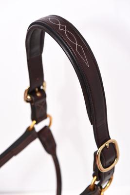 Show full view: Perri's Leather Fancy Stitched Leather Padded Horse Halter, Havana, Cob slide 4 of 4