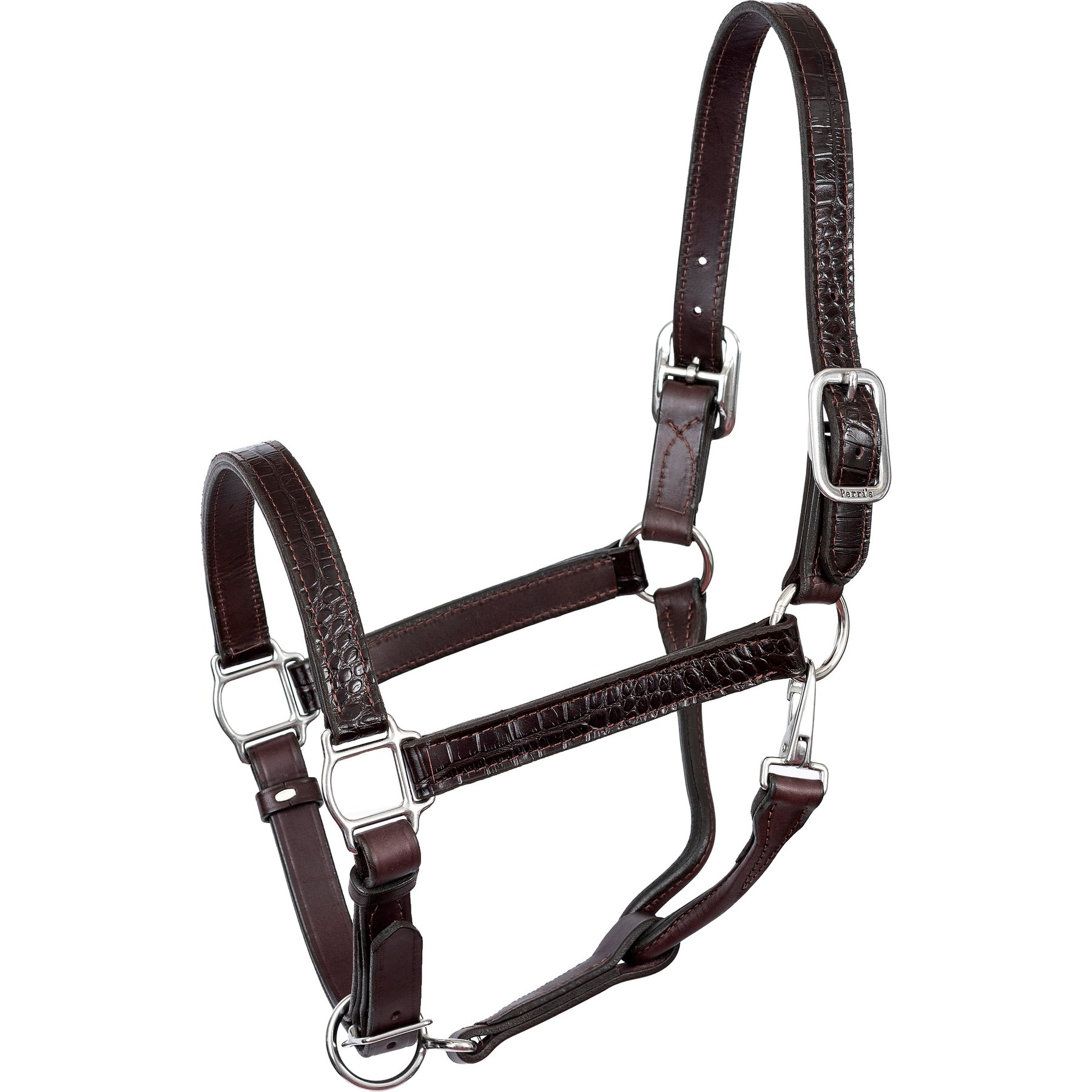 Perri's Leather English Croc Horse Halter, Havana, Horse