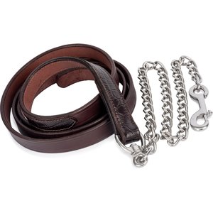 Perri's Leather Croc Leather with Stainless Steel Chain Horse Lead, 6-ft, Havana
