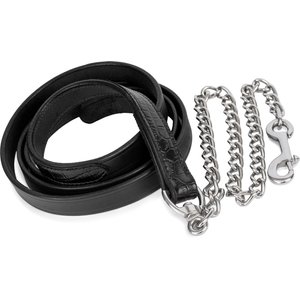 Perri's Leather Croc Leather with Stainless Steel Chain Horse Lead, 6-ft, Black
