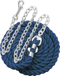 Perri's Leather 1/2-in Cotton with Chain Horse Lead, 6-ft, Navy