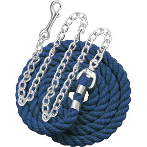 Perri's Leather 1/2-in Cotton with Chain Horse Lead, 6-ft, Navy