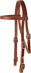 Perri's Leather 1-in Brow Band Buckle End Horse Headstall, Light Havana, Horse