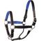 Show in main carousel: Perri's Leather Stainless Steel Hardware 1-in Padded Horse Halter, Black/Blue, Horse slide 1 of 2