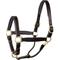 Show in main carousel: Perri's Leather Brass Hardware 1-in Padded Horse Halter, Black/Black, Cob slide 1 of 2