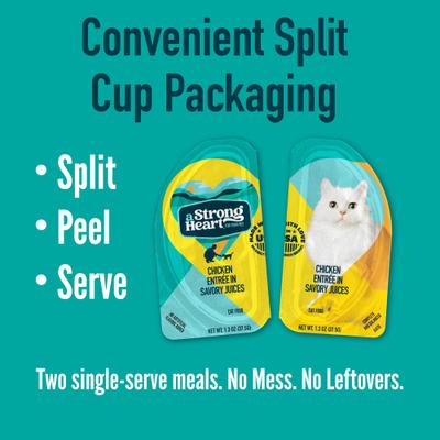 Show full view: A Strong Heart Chicken Entree Wet Cat Food Split Cup, 2.6-oz Split Cups, case of 10 slide 10 of 11