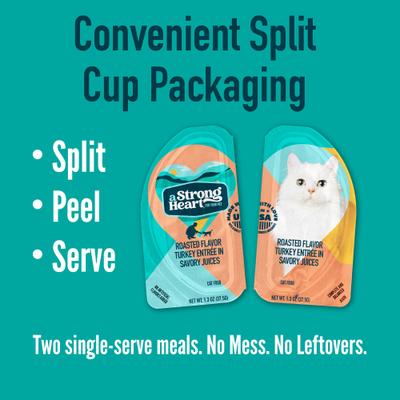 Show full view: A Strong Heart Roasted Turkey Entree Wet Cat Food Split Cup, 2.6-oz Split Cups, case of 10 slide 10 of 10