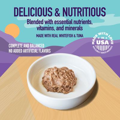 Show full view: A Strong Heart Whitefish & Tuna Entree Wet Cat Food Split Cup, 2.6-oz Split Cup, case of 10 slide 5 of 11