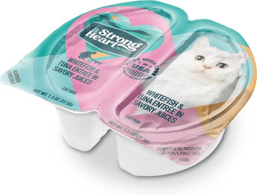 Show full view: A Strong Heart Whitefish & Tuna Entree Wet Cat Food Split Cup, 2.6-oz Split Cup, case of 10 slide 3 of 11