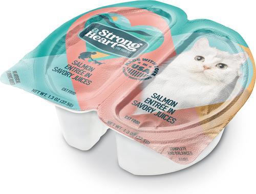 Show full view: A Strong Heart Salmon Entree Wet Cat Food Split Cup, 2.6-oz Split Cups, case of 10 slide 3 of 11