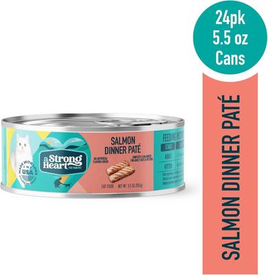 Show full view: A Strong Heart Salmon Dinner Paté Wet Cat Food, 5.5-oz, case of 24 slide 3 of 10