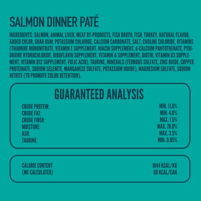 Show full view: A Strong Heart Salmon Dinner Paté Wet Cat Food, 3-oz, case of 24 slide 6 of 11