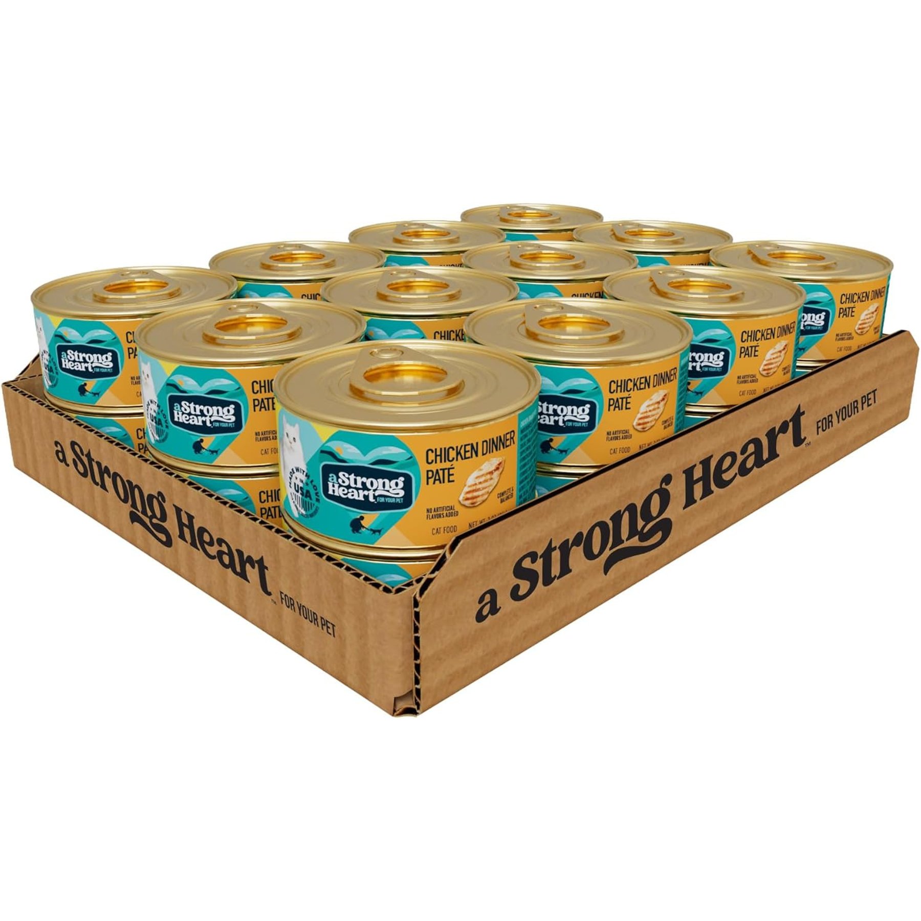 A Strong Heart Chicken Dinner Paté Wet Cat Food, 3-oz, case of 24