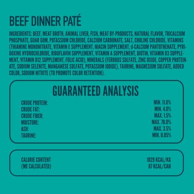 Show full view: A Strong Heart Beef Dinner Paté Wet Cat Food, 3-oz, case of 24 slide 6 of 10
