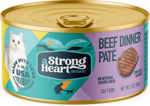 Show full view: A Strong Heart Beef Dinner Paté Wet Cat Food, 3-oz, case of 24 slide 3 of 10