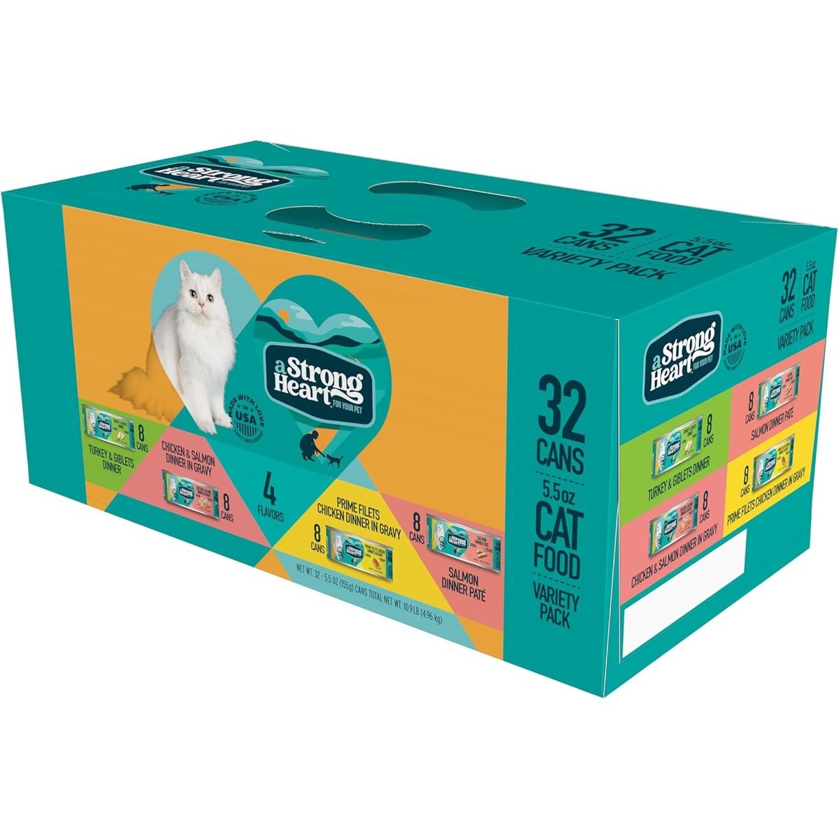 A Strong Heart Chicken, Turkey & Salmon Variety Pack Wet Cat Food, 5.5-oz can, pack of 32
