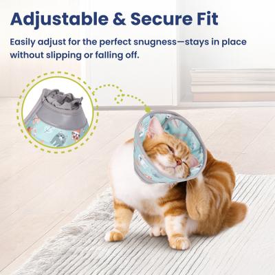 Show full view: PawsPik Adjustable Dog & Cat Recovery Soft-Cone, Light Blue, Large slide 4 of 11