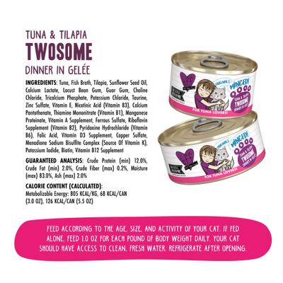 Show full view: BFF Tuna & Tilapia Twosome Dinner in Gelee Canned Cat Food, 3-oz, case of 24 slide 5 of 13