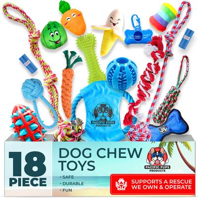 PACIFIC PUPS RESCUE Rope Chew Dog Toy Variety Pack, 18