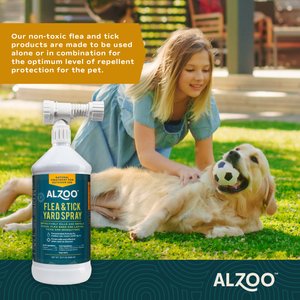 ALZOO Natural Plant Based Flea & Tick Yard Spray for Dogs & Cats, 32-fl oz bottle