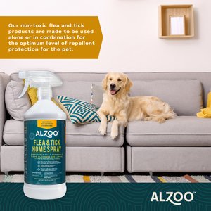 ALZOO Natural Plant Based Flea & Tick Home Spray for Dogs & Cats, 32-fl oz bottle