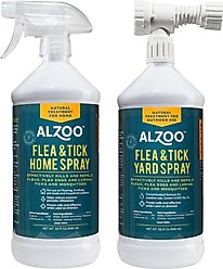 ALZOO Natural Plant Based Flea & Tick Home Spray for Dogs & Cats, 32-fl oz bottle & ALZOO Natural Plant Based Flea & Tick Yard Spray for Dogs & Cats, 32-fl oz bottle