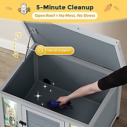 Coziwow Wooden Indoor/Outdoor Rabbit Hutch with Ramp, Gray slide 2 of 9