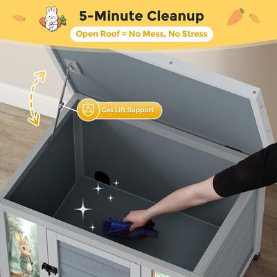 Show full view: Coziwow Wooden Indoor/Outdoor Rabbit Hutch with Ramp, Gray slide 9 of 9