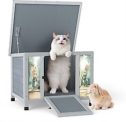 Coziwow Wooden Indoor/Outdoor Rabbit Hutch with Ramp, Gray