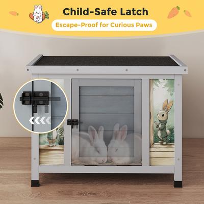 Show full view: Coziwow Wooden Indoor/Outdoor Rabbit Hutch with Ramp, Gray slide 4 of 9