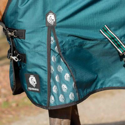 Show full view: Equinavia Arktis Extended Neck Light Weight 100g Horse Turnout Blanket, Deep Green, 72-in slide 8 of 9