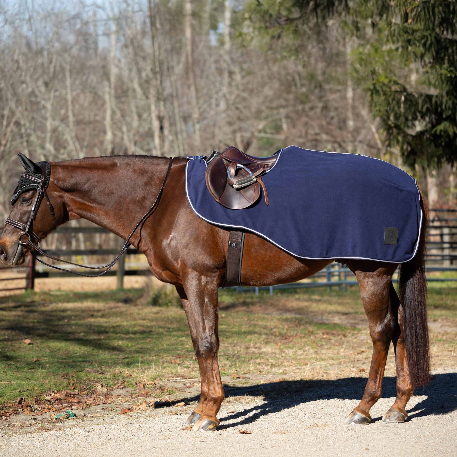 Equinavia Norse Horse Fleece Quarter Sheet, Navy, X-Large