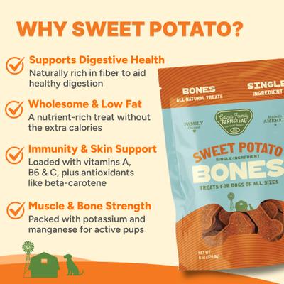 Show full view: Gaines Family Farmstead Sweet Potato Bones Single Ingredient Dog Chews, 32-oz bag slide 6 of 9