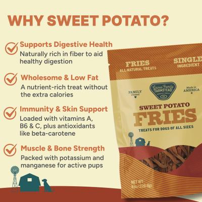 Show full view: Gaines Family Farmstead Sweet Potato Fries Single Ingredient Dog Chews, 8-oz bag slide 5 of 6