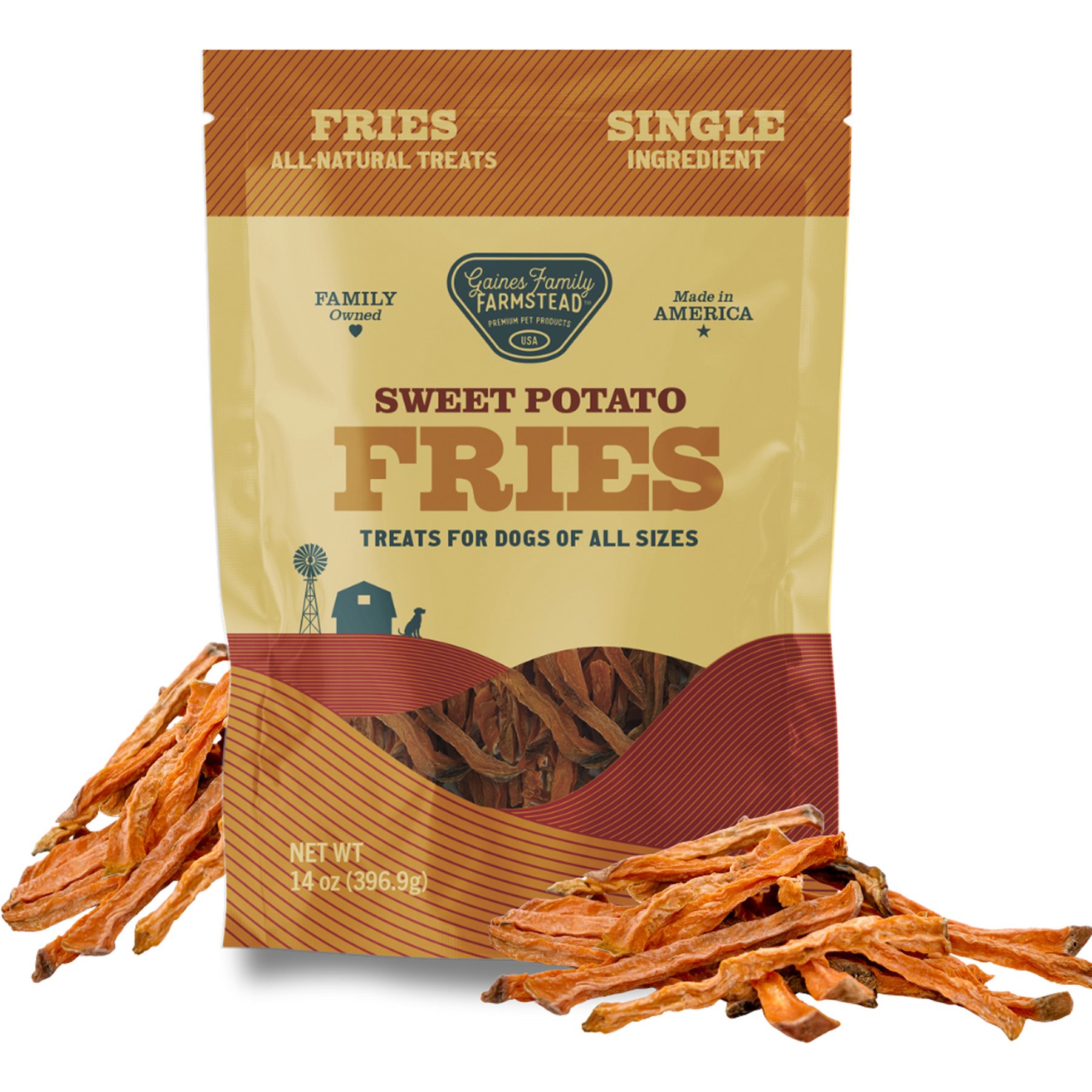 Gaines Family Farmstead Sweet Potato Fries Single Ingredient Dog Chews, 14-oz bag