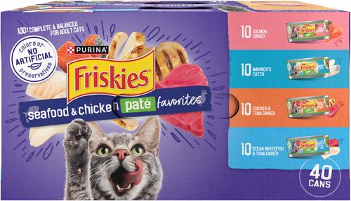 Show full view: Purina Friskies Seafood & Chicken Pate Favorites Variety Pack Wet Food + Cat Chow Complete Dry Cat Food slide 6 of 10